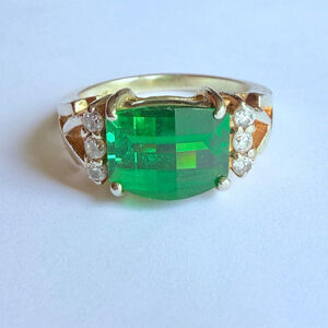 4.8 CT Emerald Green Diamonique Cubic Zirconia CZ Sterling Silver 925 Ring